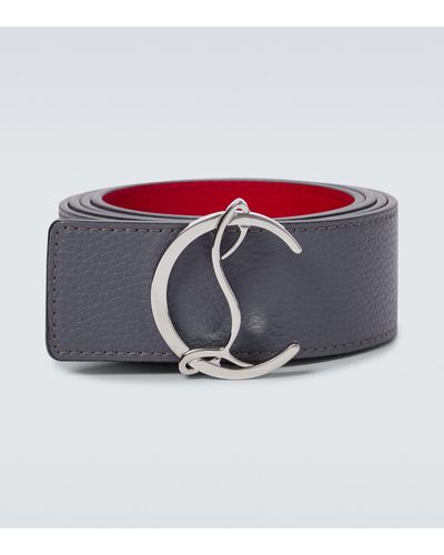 Christian Louboutin Cl Logo Leather Belt - Grey