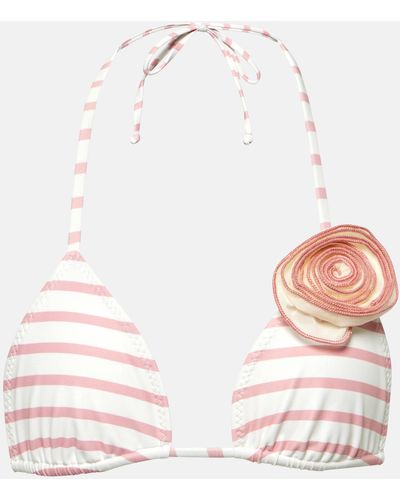 SAME Rose Floral-applique Bikini Top - White