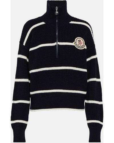 Moncler Striped Half-zip Sweater - Black