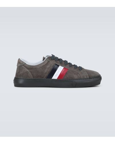 Moncler New Monaco Suede And Leather Sneakers - Brown