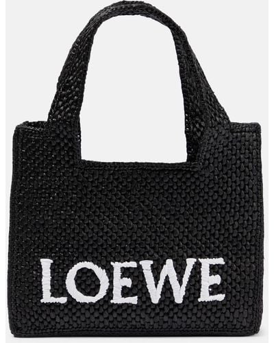 Loewe Mini Raffia Basket Bag - Black