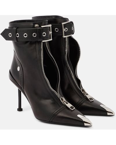 Alexander McQueen Slash Biker Ankle Boots - Black