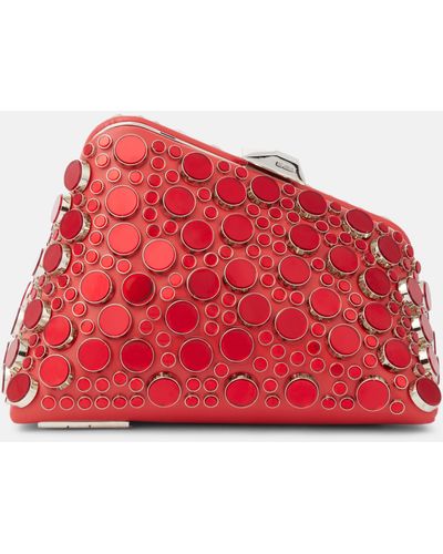 The Attico Midnight Mini Embellished Leather Clutch - Red