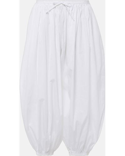 Alaïa Pleated Cotton Poplin Wide-leg Pants - White