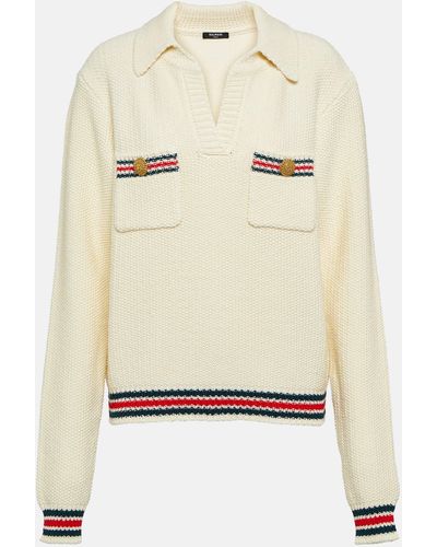 Balmain Embellished Knit Sweater - Natural