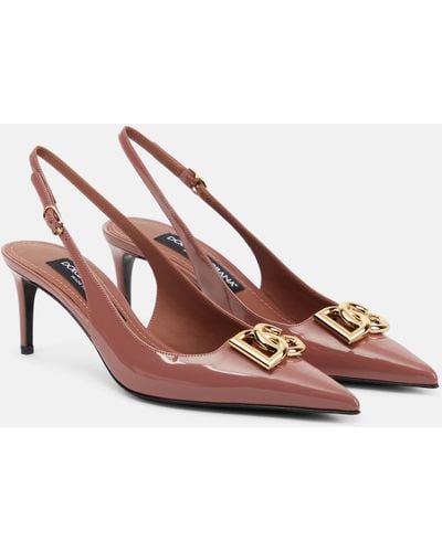 Dolce & Gabbana Dg Patent Leather Slingback Pumps - Pink