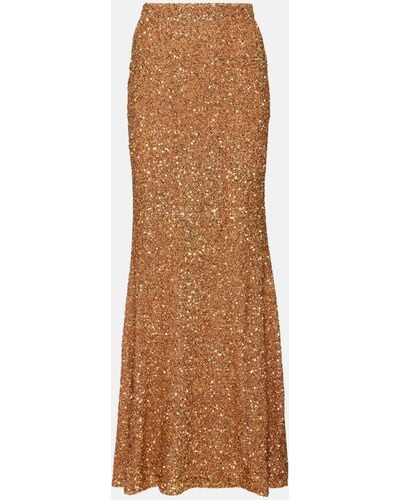 Self-Portrait Sequined Maxi Skirt - Brown