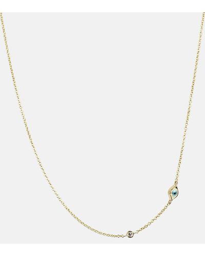 Sydney Evan Mini Evil Eye 14kt Yellow Gold And White Diamond Necklace - Metallic