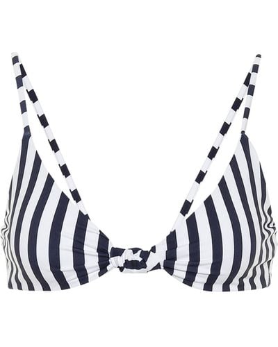 Caroline Constas Marta Striped Bikini Top - Blue