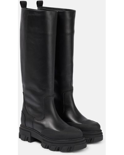 Ganni Knee-high Leather Boots - Black