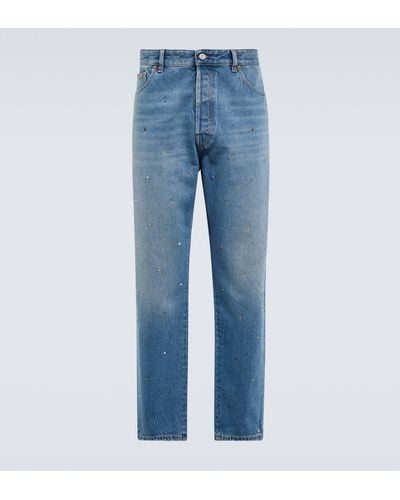Valentino Rockstud Spike Straight Jeans - Blue
