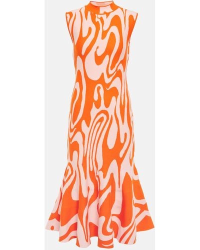 Sportmax Teglia Printed Midi Dress - Orange