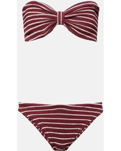 Hunza G Jean Striped Bandeau Bikini - Red