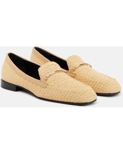 Victoria Beckham Raffia And Leather Loafers - Natural