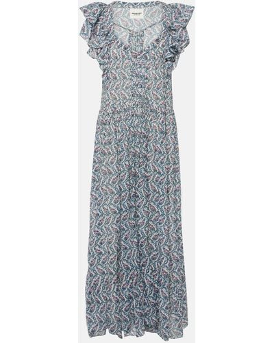 Isabel Marant Godralia Printed Cotton Midi Dress - Blue