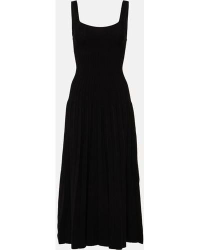 STAUD Ellison Pleated Midi Dress - Black