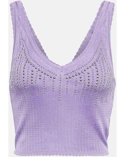 Rabanne Embellished Knit Top - Purple