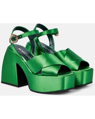 NODALETO Bulla Joni Satin Platform Sandals - Green