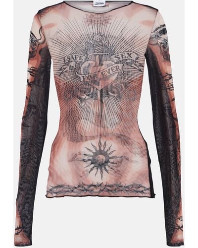 Jean Paul Gaultier Tattoo Collection Tulle Top - Pink