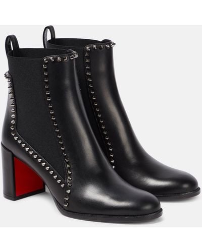 Christian Louboutin Leather Out Lina Spike 100 Heeled Boots, Size: - Black