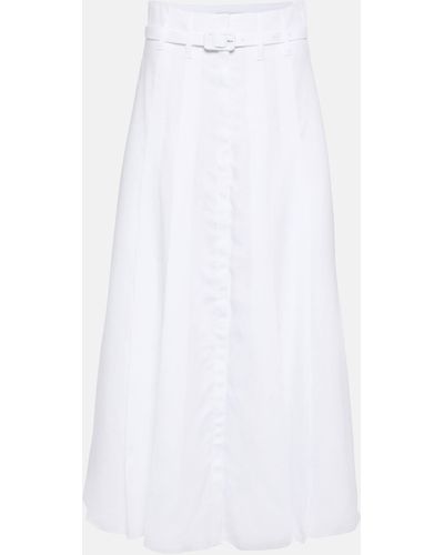 Gabriela Hearst Dugald Pleated Linen Midi Skirt - White