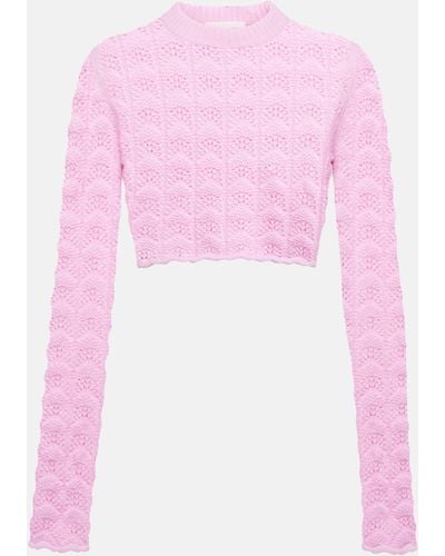 Sportmax Medea Wool And Cashmere Open-knit Sweater - Pink