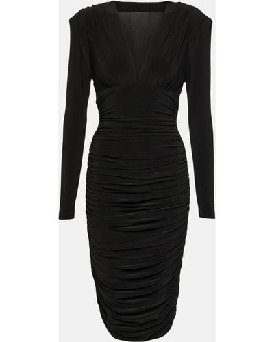 Norma Kamali Ruched Jersey Midi Dress - Black