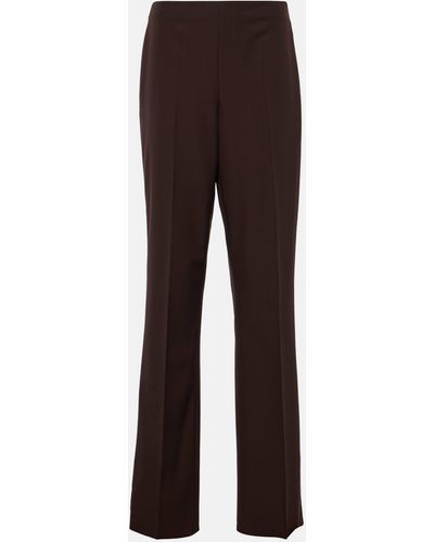 Ferragamo Mid-rise Wool Straight Pants - Brown