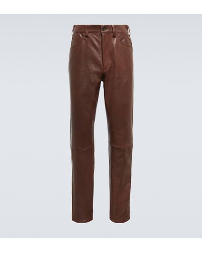 AURALEE Straight Leather Pants - Brown