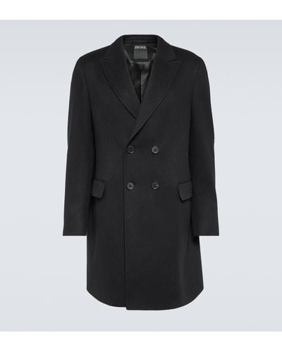 Zegna Wool And Cashmere-blend Coat - Black