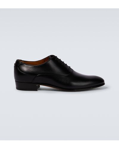 Gucci Double G Leather Derby Shoes - Black