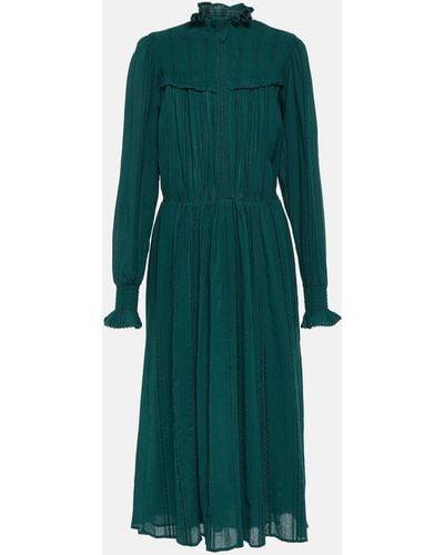 Isabel Marant Imany Cotton-blend Midi Dress - Green