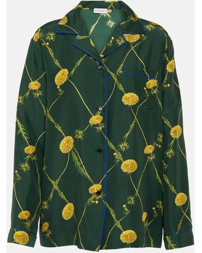 Burberry Floral Silk Poplin Pyjama Shirt - Green