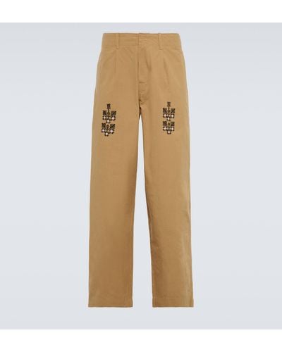 Adish Qrunful Embroidered Cotton Ripstop Pants - Natural
