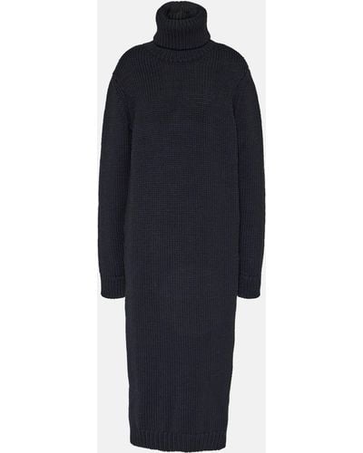 Saint Laurent Ribbed-knit Wool Sweater Dress - Blue