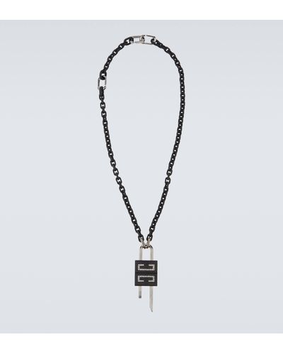 Givenchy Lock Brass And Enamel Necklace - White