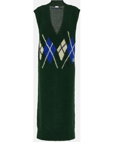 Burberry Argyle Wool Maxi Dress - Green