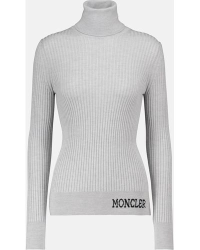 Moncler Ribbed Wool Turtleneck Sweater - Grey