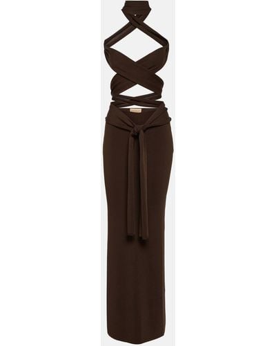 AYA MUSE Sinu Cutout Halterneck Maxi Dress - Brown