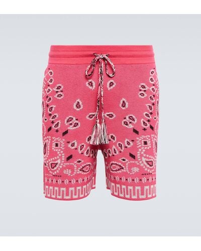 Alanui Bandana Cotton-blend Pique Shorts - Pink