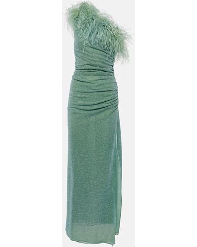 Oséree Lumiere Feather-trimmed Gown - Green