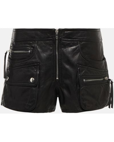 Isabel Marant Coria Leather Cargo Shorts - Black