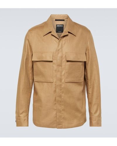 Zegna Oasi Lino Shirt Jacket - Natural