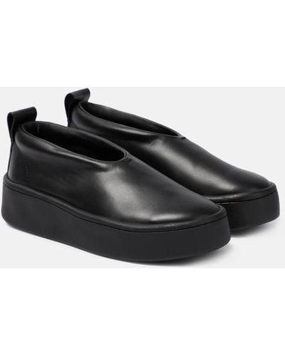 Jil Sander Leather Slip-on Sneakers - Black