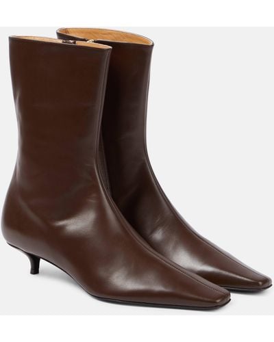 The Row Shrimpton Leather Ankle Boots - Brown