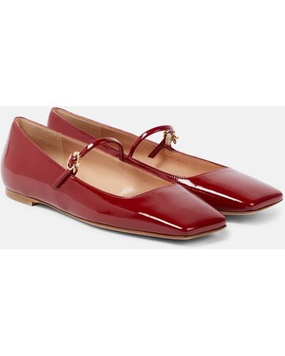 Gianvito Rossi Christina Patent Leather Mary Jane Flats - Red
