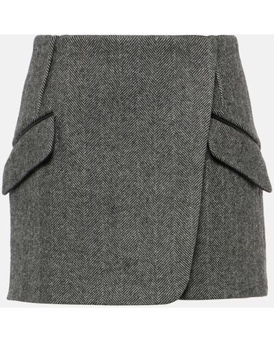 Jonathan Simkhai Payton Checked Wool-blend Miniskirt - Grey