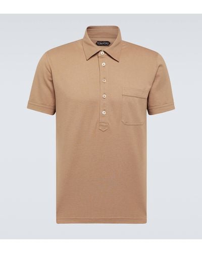 Tom Ford Cotton And Silk Polo Shirt - Natural