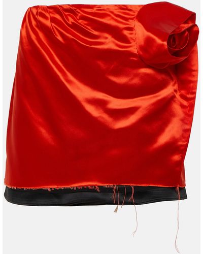 DIDU Floral-applique Satin Miniskirt - Red