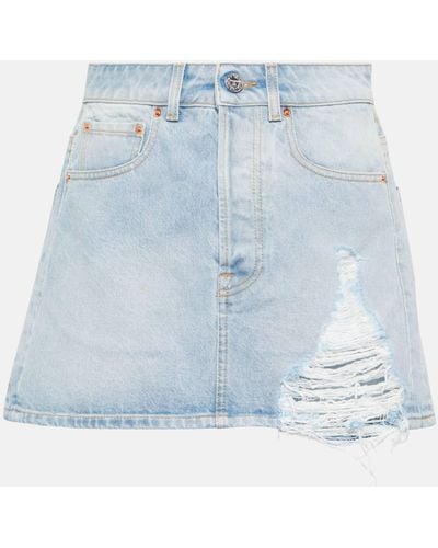 Vetements Distressed Denim Miniskirt - Blue